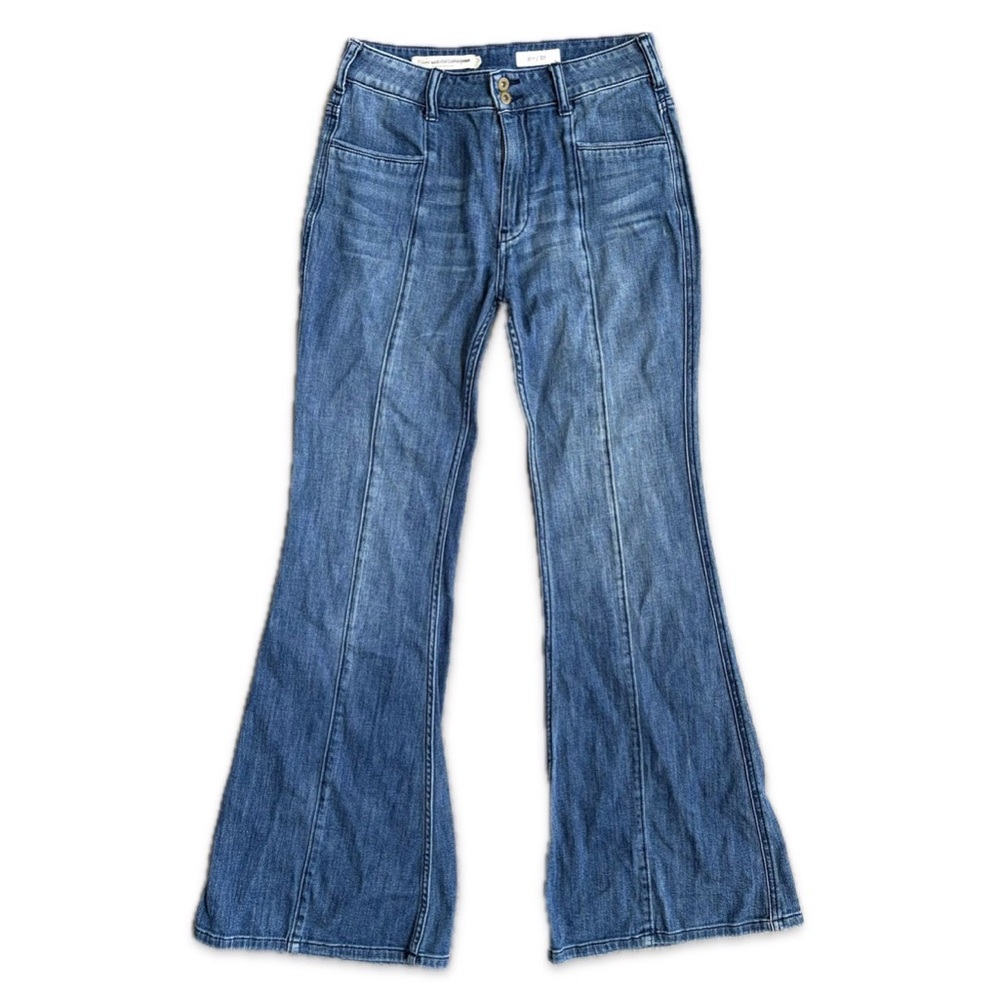 Anthropologie Pilcro Mid-Blue Flared Wide-Leg Jeans - Picture 3 of 16